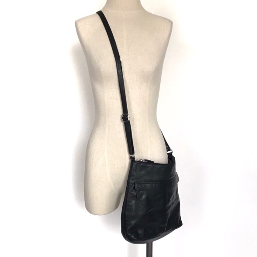 Jack Georges Voyager Black Buffalo Leather Crossbody Bag